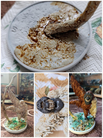 Proces výmalby podstavce a samotného samce